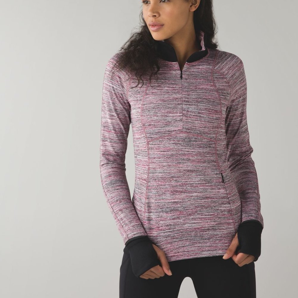 Lululemon Runderful 1/2 Zip Long Sleeve Sweatshirt Space Dye Camo Berry Size 8